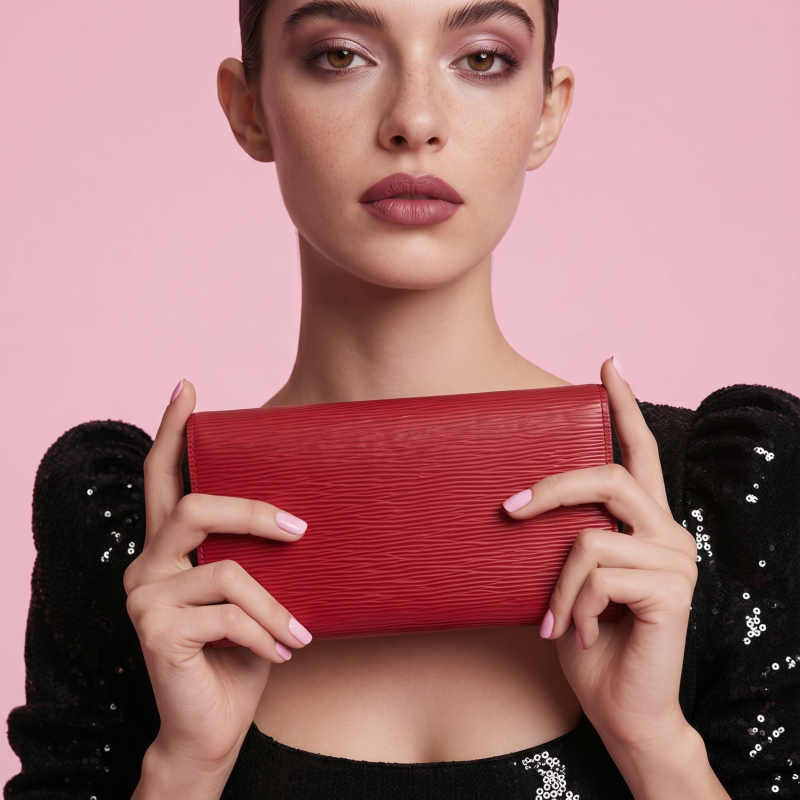 Pre-Owned LOUIS VUITTON Red Epi Leather Sara Wallet