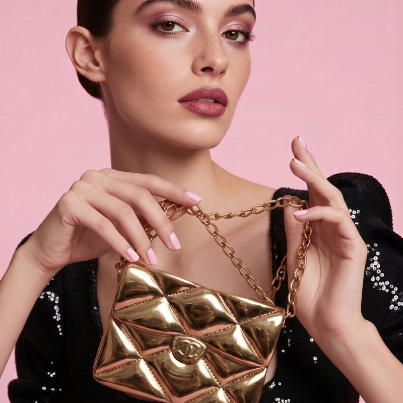 Pre-Owned CHANEL Quilted Flap Bag Brooch Gold