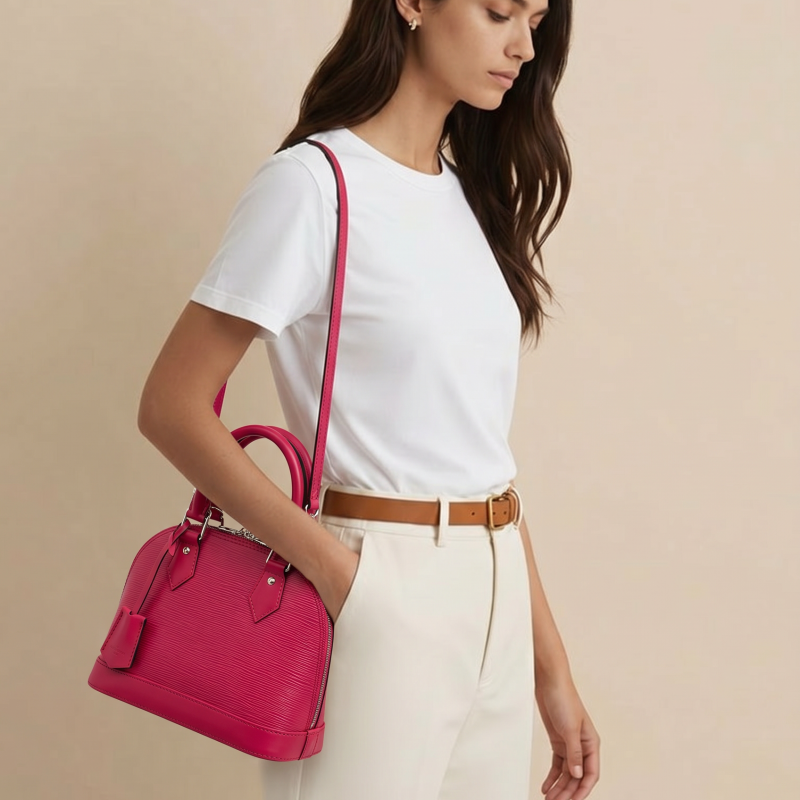 Pre-Owned LOUIS VUITTON Fuchsia Alma BB with Crossbody Strap