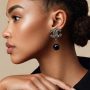 Pre-Owned Chanel CC Stud Earrings in Ruthenium, Black Pearls and Gray Pearl