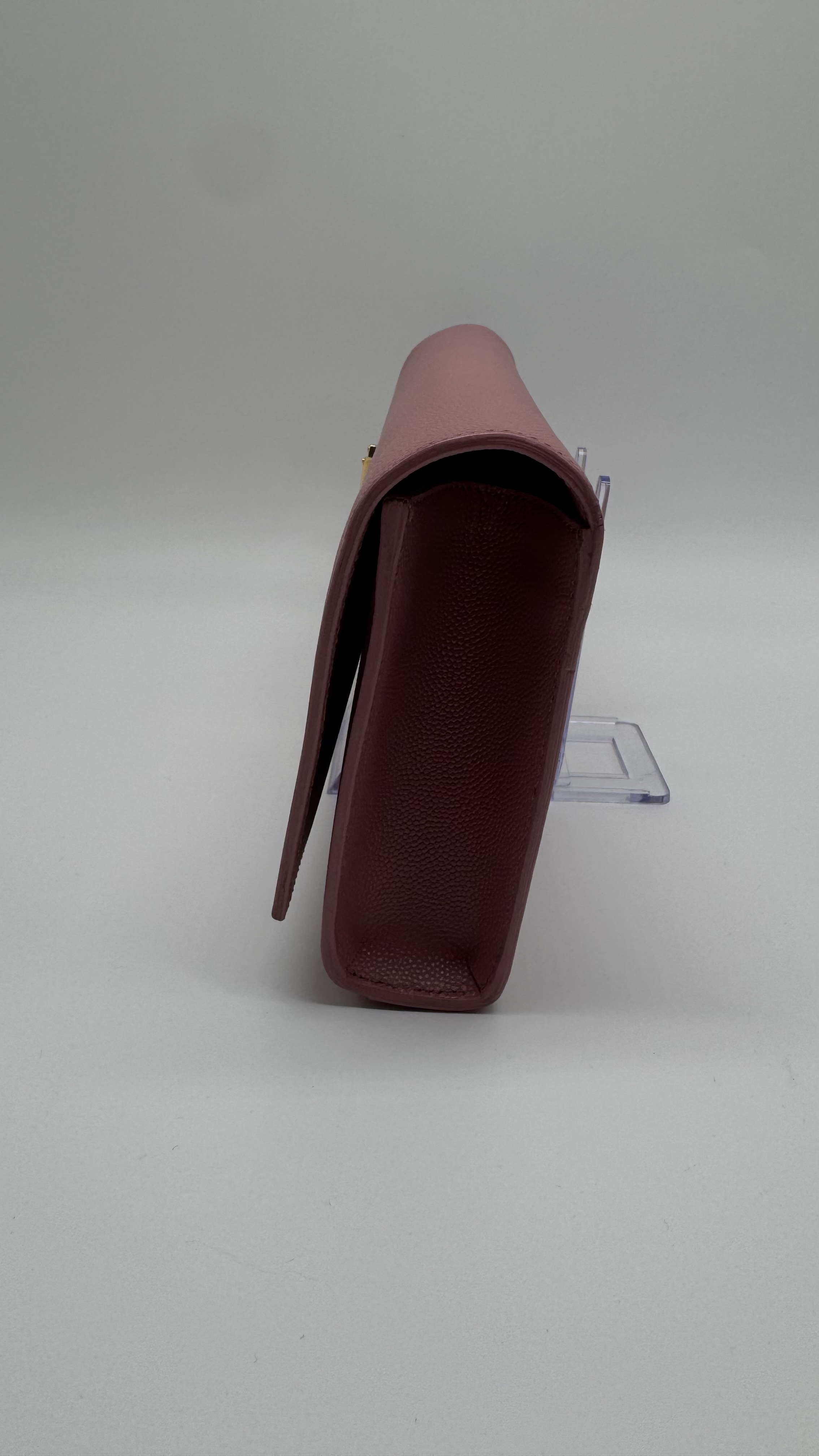 Cassandre Clutch in Pink Grained De Poudre Leather